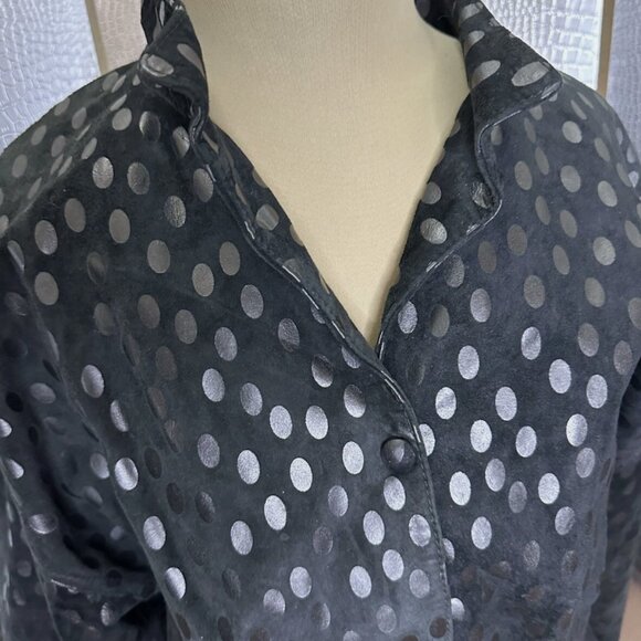 Black Polka Dot Peplum Jacket Size Small Vintage 80s 90s - Picture 2 of 8